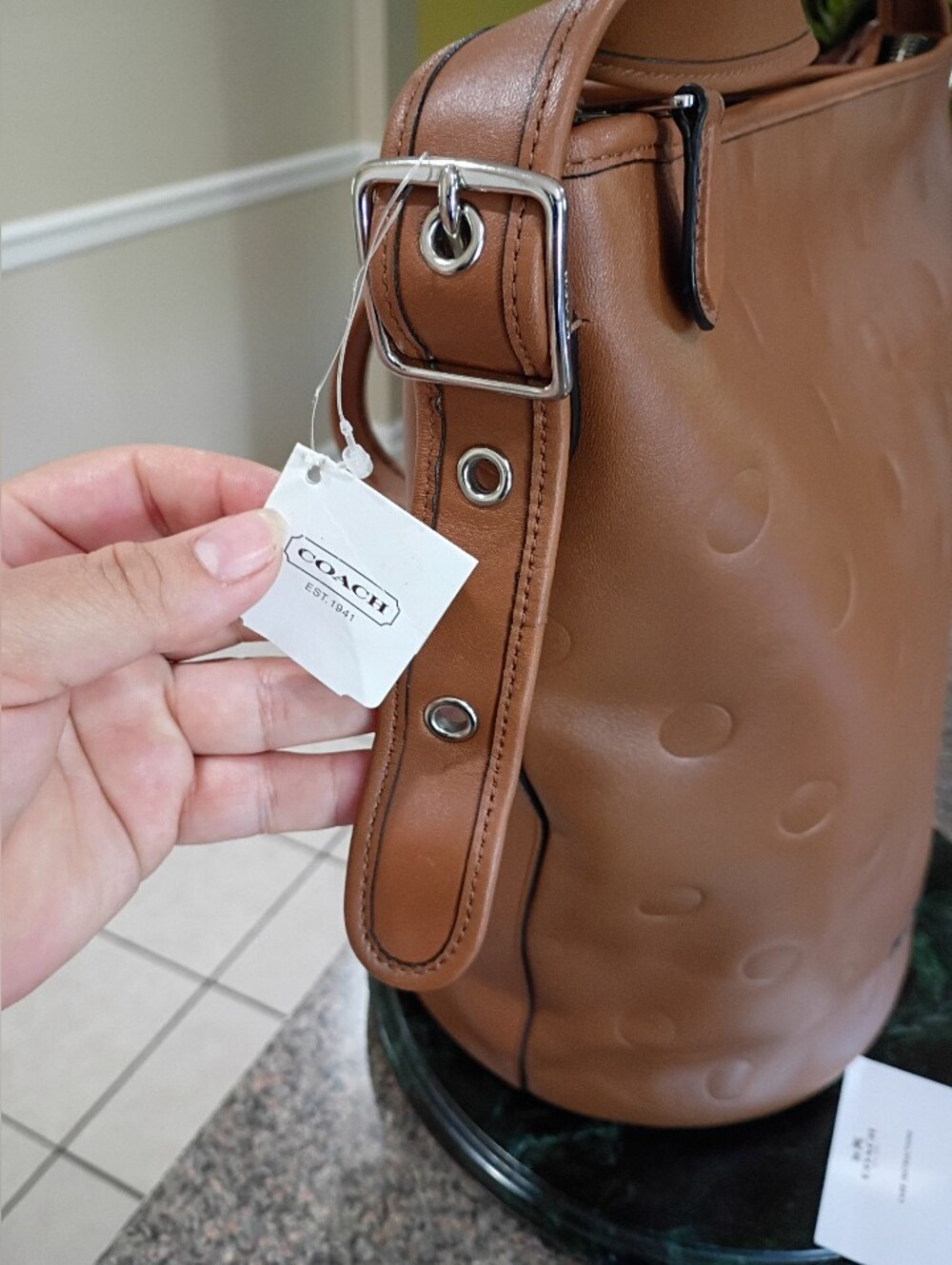 NWT Coach Limited Edition Saddle Dot Leather Duffle Bucket - Picture 9 of 16